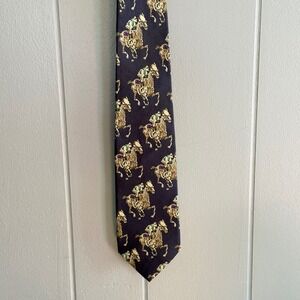 Robert Talbott Horse Racing Jockey Silk Tie Navy Vintage Derby Equestrian